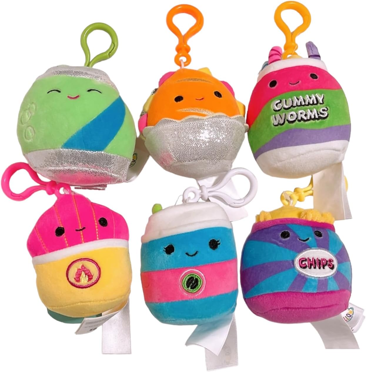 3.5-inch Neon Squishmallows Junk Food Plush Clip-On Toy