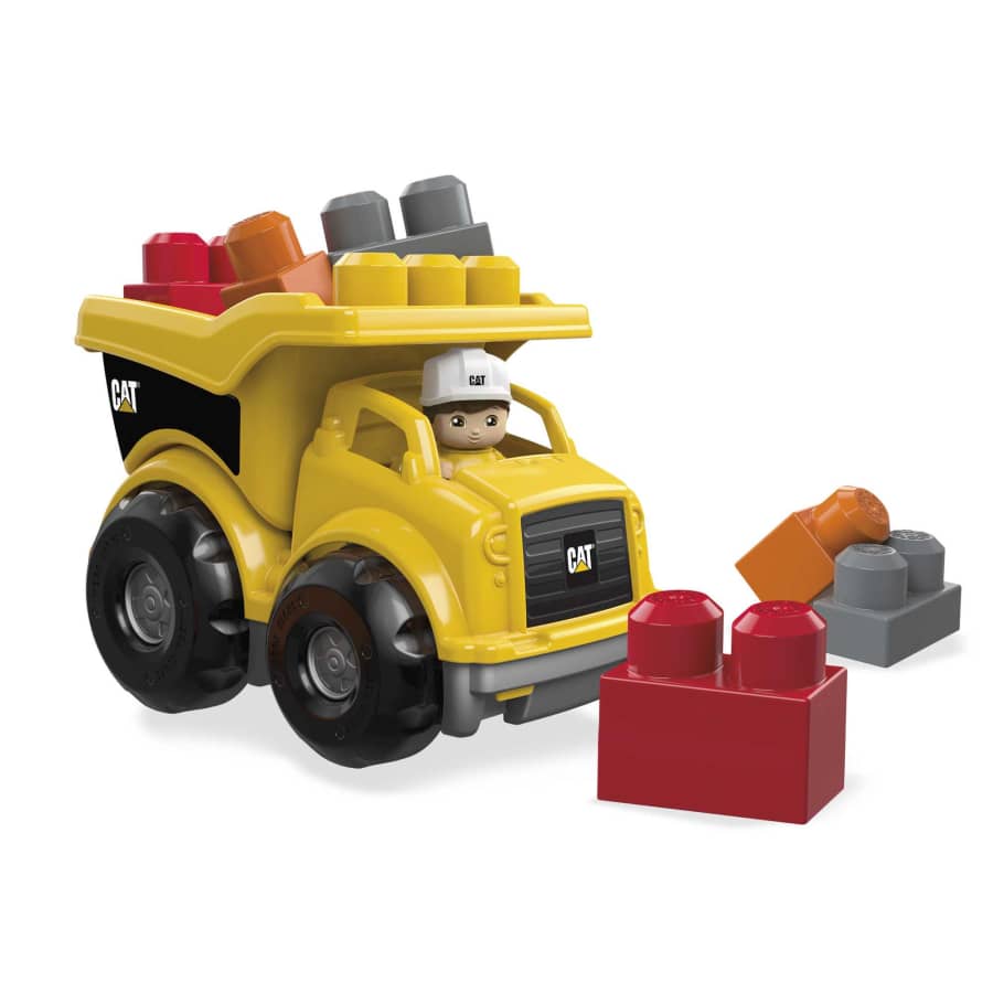 MEGA Bloks Construction Toy - CAT Branded Lil' Dump Truck Set With Large Building Blocks