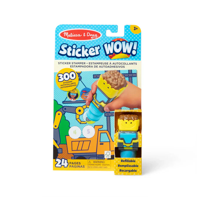 Melissa & Doug Sticker WOW! Construction Activity Pad with Collectible Sticker Stamper for Kids