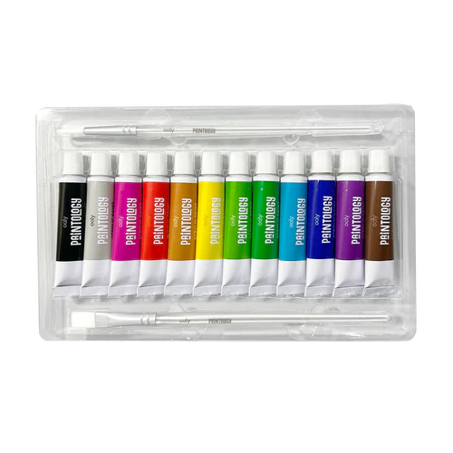 Paintology Professional Acrylic Paint Set - A Comprehensive Collection of 12 Classic Colors