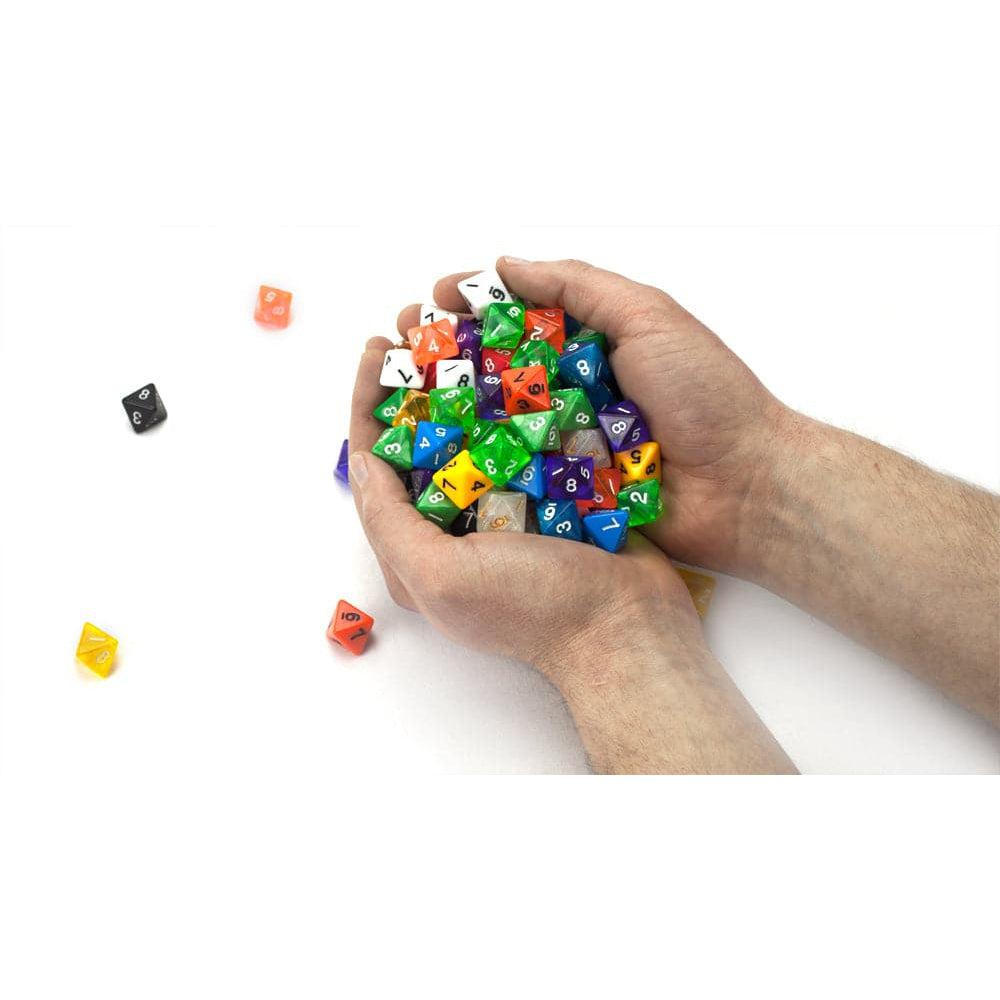 A Large Pack of Over 100 Randomly Assorted D8 Polyhedral Gaming Dice in Various Colors