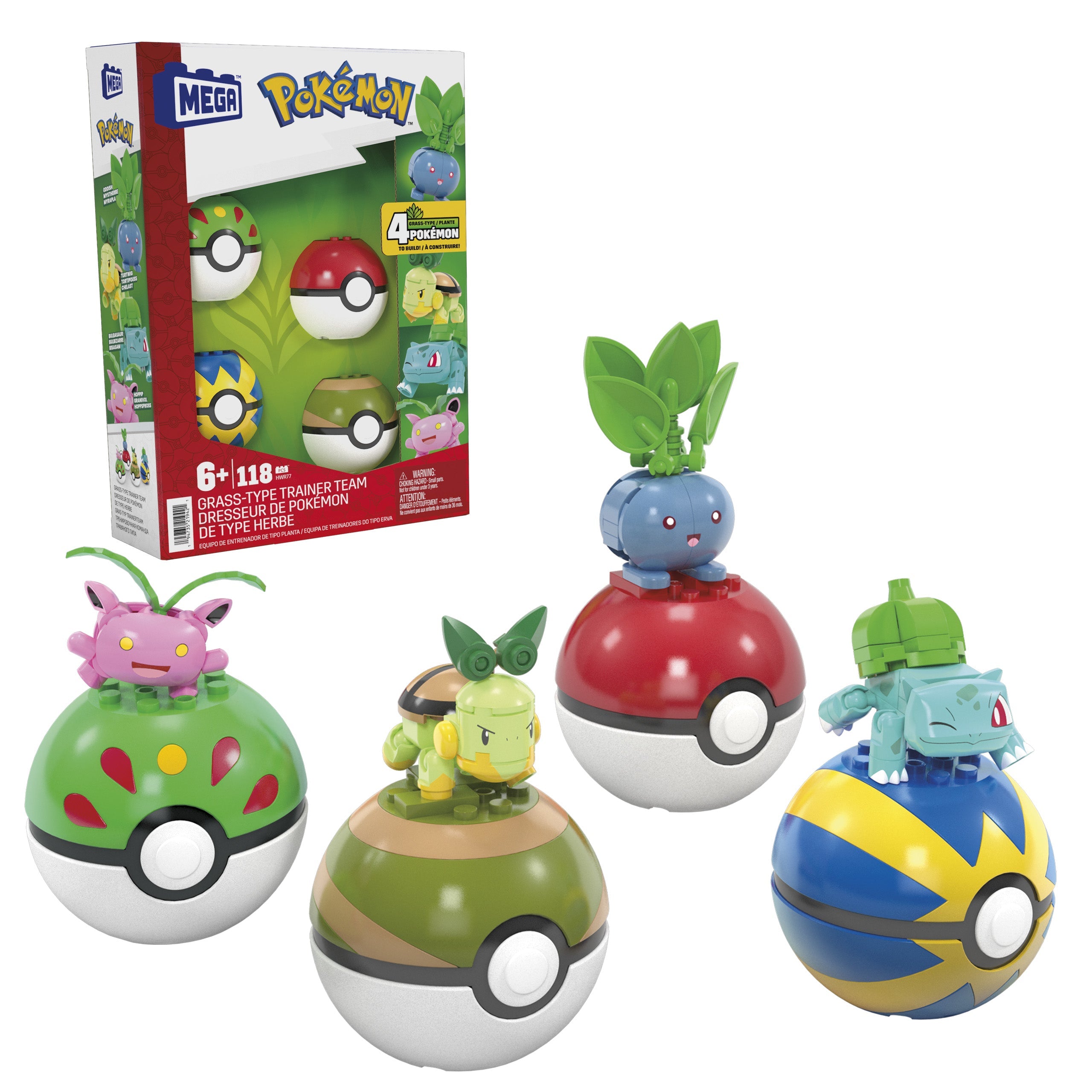 Mega Construx Building Set - Grass-Type Pokémon Trainer Team for Fans