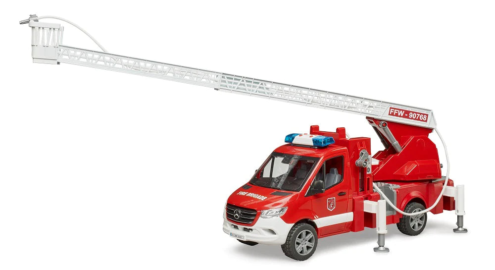Mercedes-Benz Sprinter Fire Engine Model with Extendable Ladder, Water Pump, and Light & Sound Module