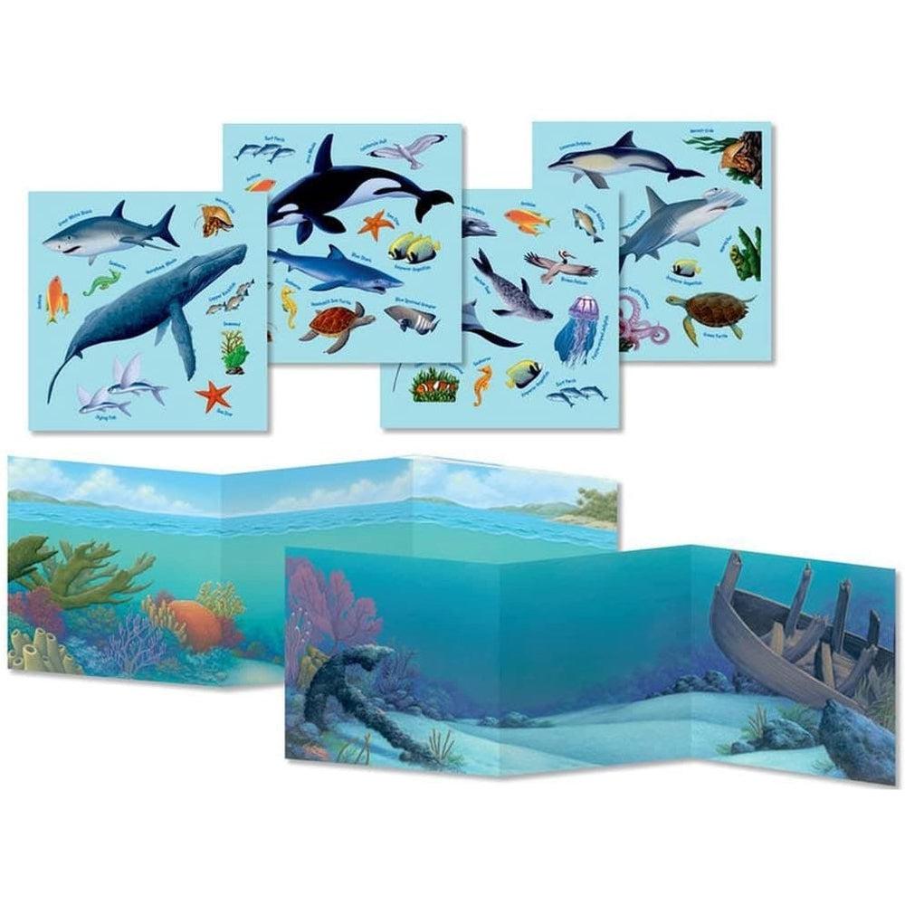 Reusable Ocean Animals Themed Stickers Tote Bag for Kids' Play