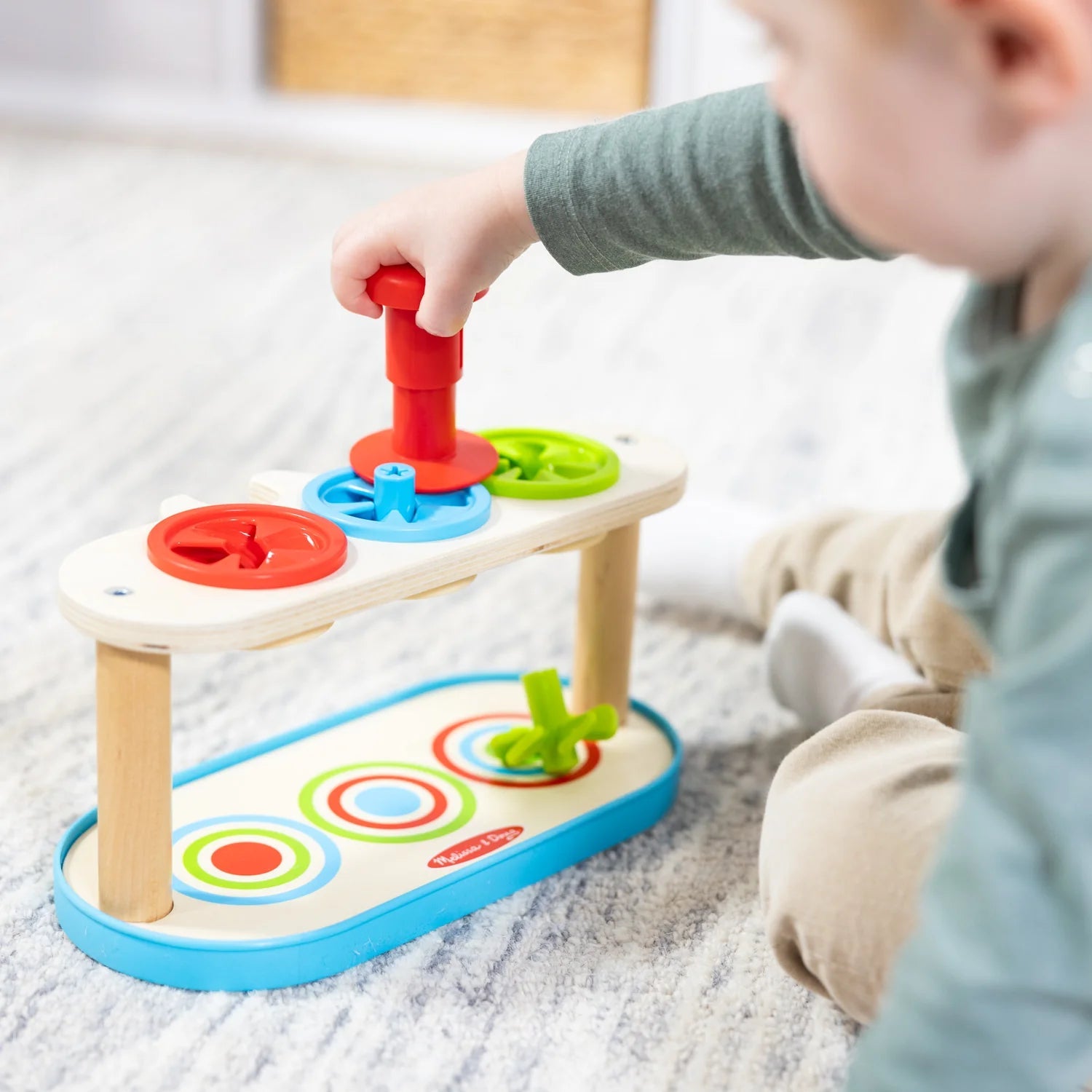 Melissa & Doug Colorful Match & Push Spinning Tops for Preschoolers