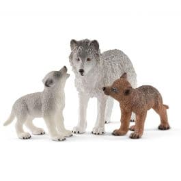 Mother Wolf Alongside Her Adorable Wolf Pups Figurine
