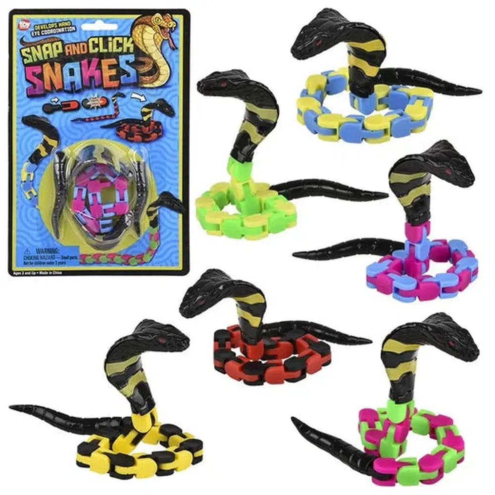 12-Piece Assorted Colors Snap & Click Snake Toys