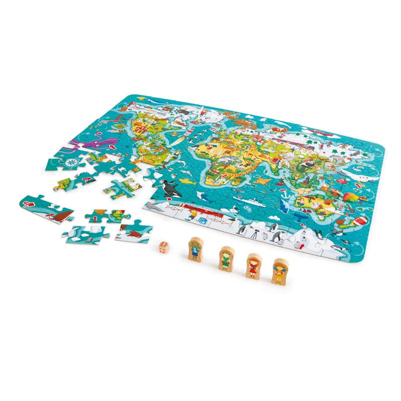 Exciting 2-in-1 World Tour Puzzle and Board Game for Kids Aged 5+