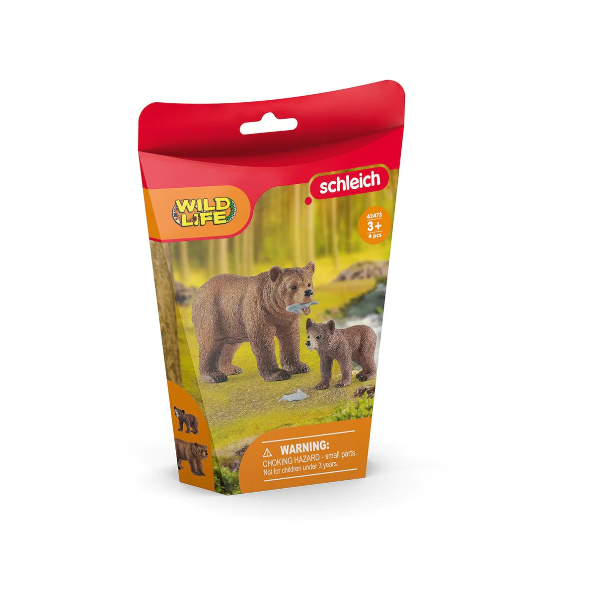 Adorable Grizzly Bear Mother and Her Cub Set