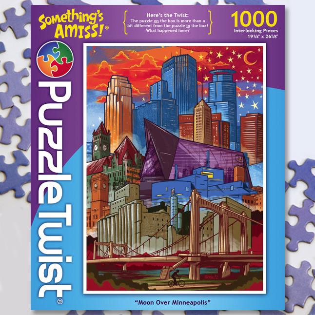 1000-Piece Puzzle Twist: Moonlit Minneapolis Skyline
