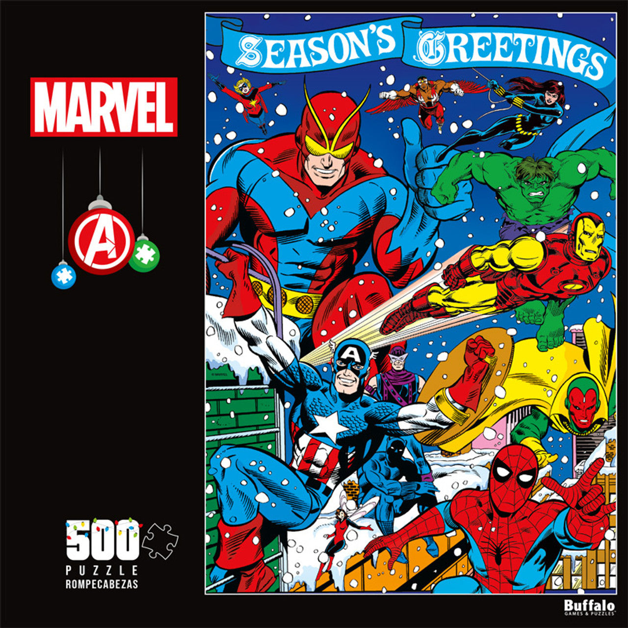 Marvel Avengers Season's Greetings 500-Piece Jigsaw Puzzle for Holiday Fun