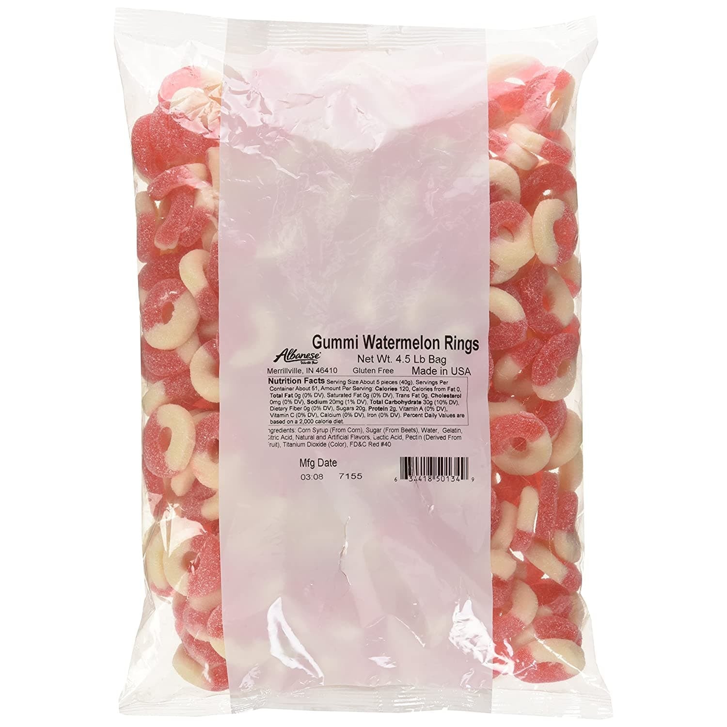 4.5 lb. Bag of Sweet Gummi Watermelon Rings