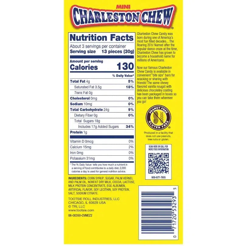 3.5-oz Mini Vanilla Charleston Chew Candy Bars in Theater Box