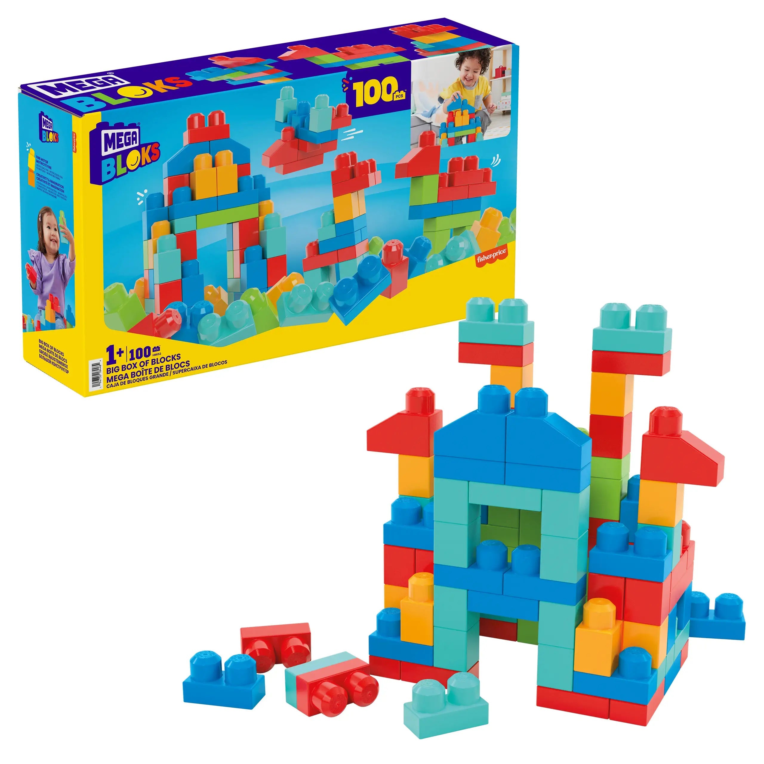 MEGA BLOKS 100-Piece Big and Colorful Building Blocks Big Box
