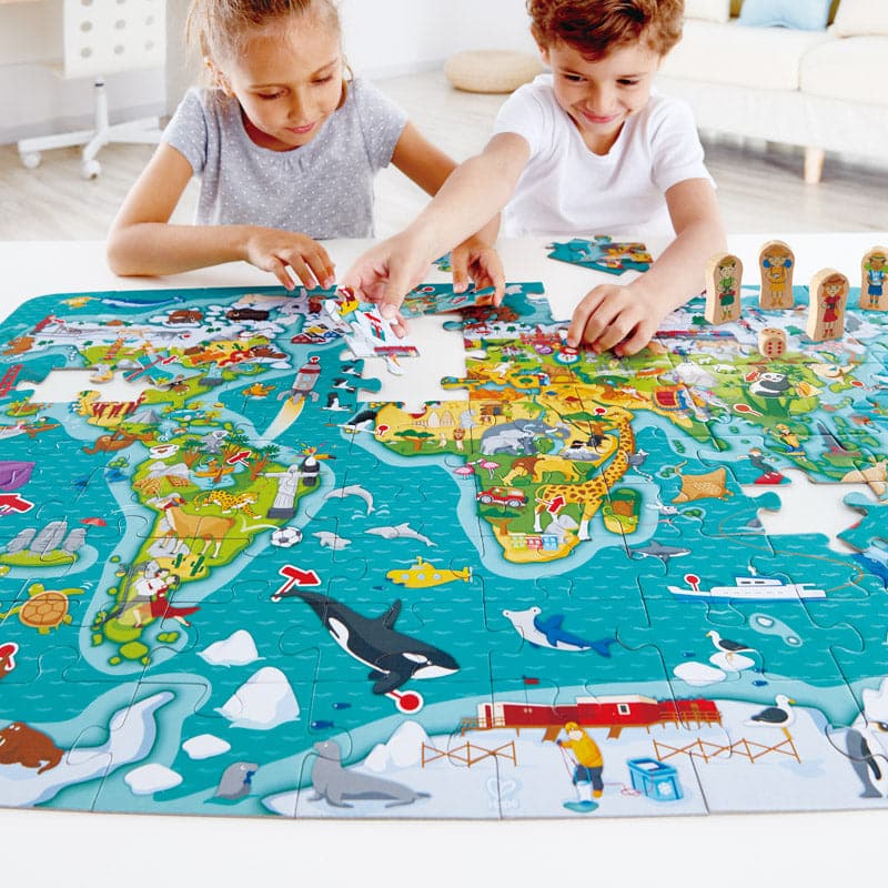 Exciting 2-in-1 World Tour Puzzle and Board Game for Kids Aged 5+