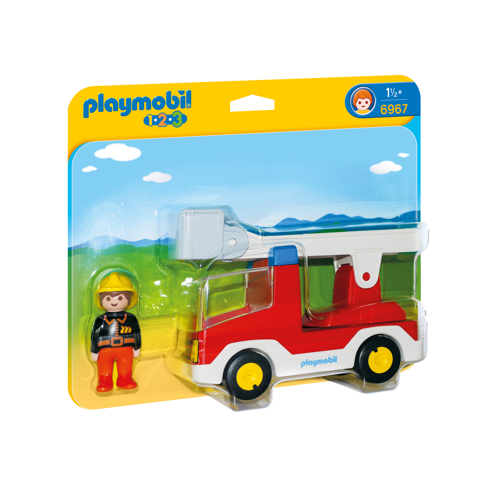 Colorful PLAYMOBIL 1.2.3 Ladder Unit Fire Truck for Toddlers