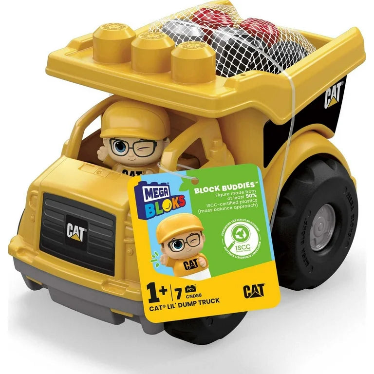 MEGA Bloks Construction Toy - CAT Branded Lil' Dump Truck Set With Large Building Blocks