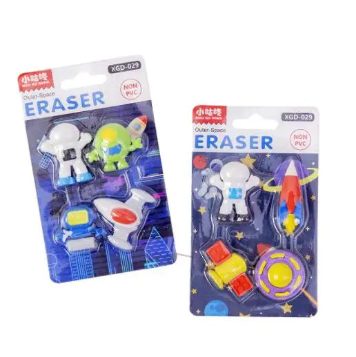 Mini Outer Space Themed Puzzle Erasers Card Set