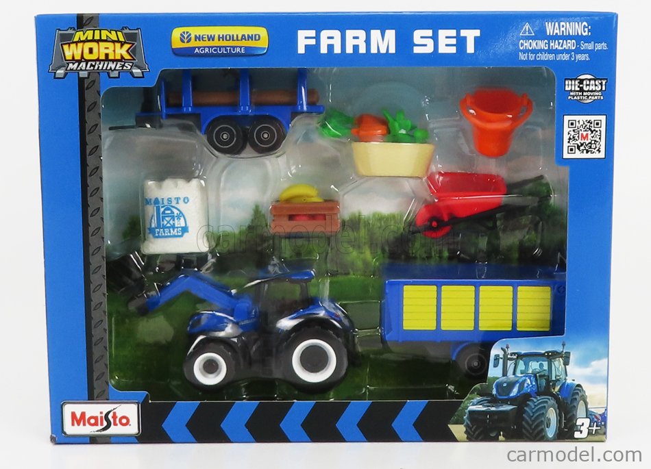 1:64 Scale 3-Piece Miniature Work Machines Tractors and Farm Equipment Gift Set