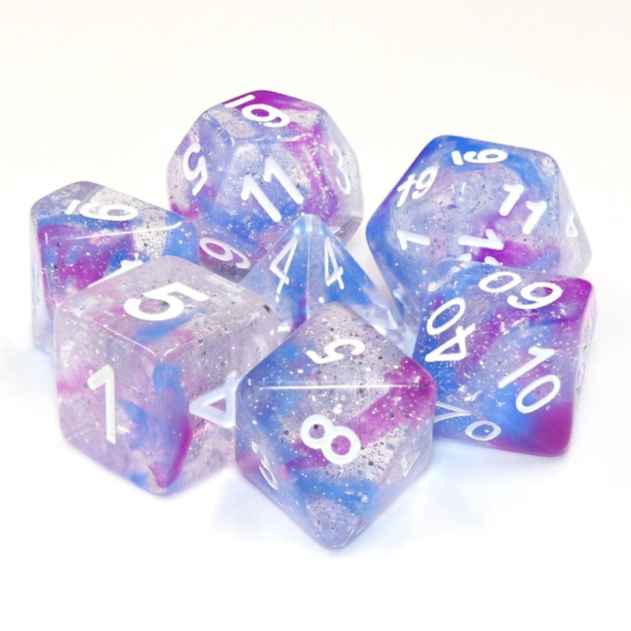 Nebula Star-themed Polyresin 7-piece Dice Set Comes with a Convenient Bag