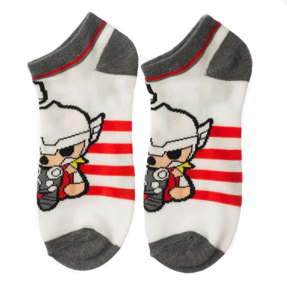 Marvel Chibi Avengers Themed Poly - Spandex Blended Ankle Socks Set of 5 Pairs