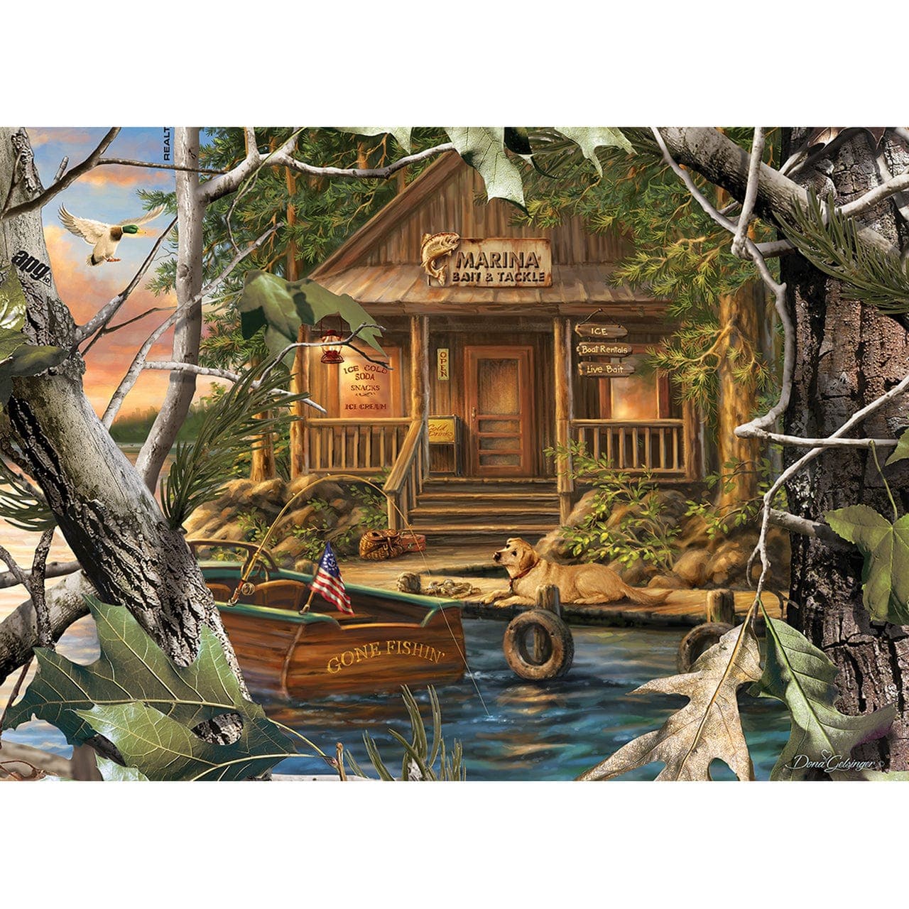 Realtree - 1000 Piece Gone Fishing Puzzle with Hand - painted Art