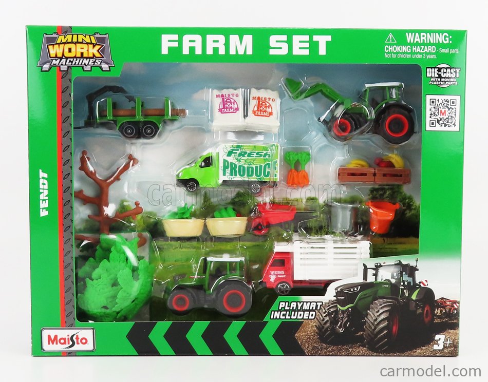 1:64 Scale 3-Piece Miniature Work Machines Tractors and Farm Equipment Gift Set