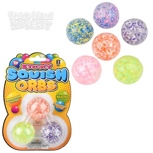 3-Pack of 1.6-Inch Squishy and Sticky Beaded Orbs