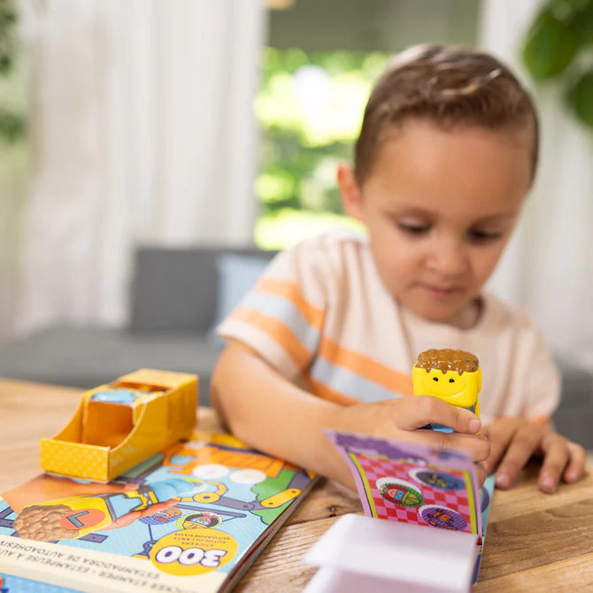 Melissa & Doug Sticker WOW! Construction Activity Pad with Collectible Sticker Stamper for Kids