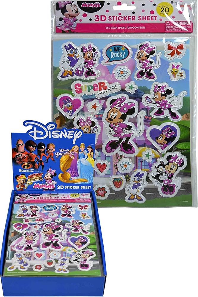 Adorable Minnie Bowtique 3D Raised Pearly Pink Sticker Sheet