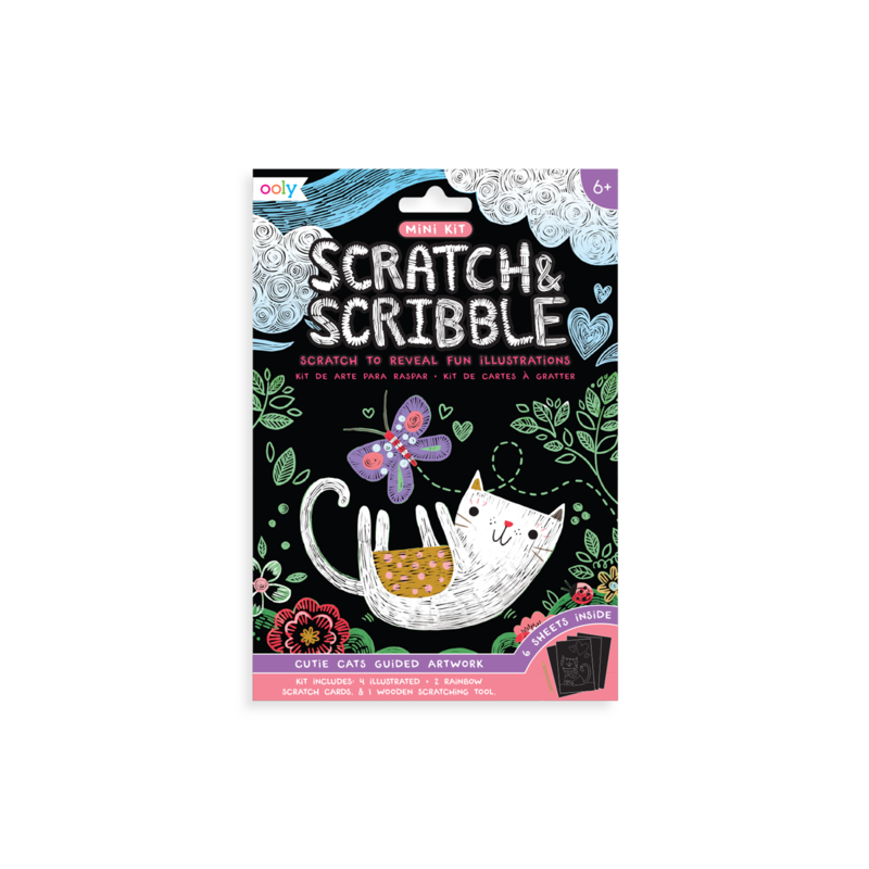 Travel-Sized Mini Cutie Cats Scratch and Scribble Art Kit